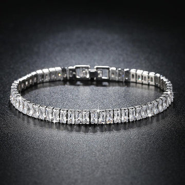 Attractive New Luxury Princess Cut 18cm Silver Bracelet Bangle For Women - The Jewellery Supermarket